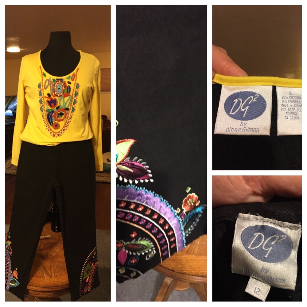 Beaded top and embroidered jeans